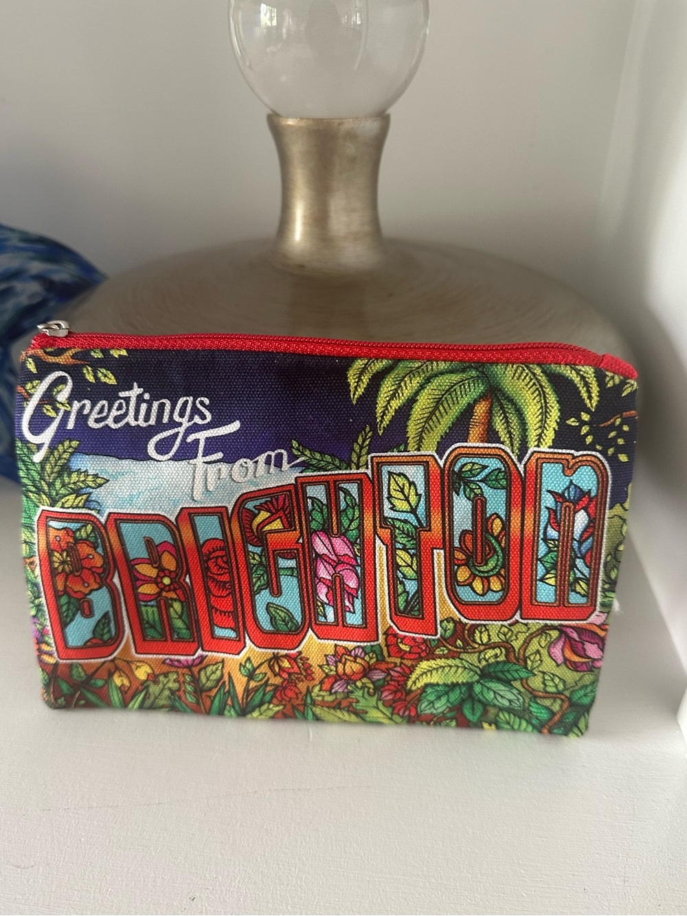Brighton Vintage Inspired Greetings From Brighton Postcard Zippered Canvas Pouch